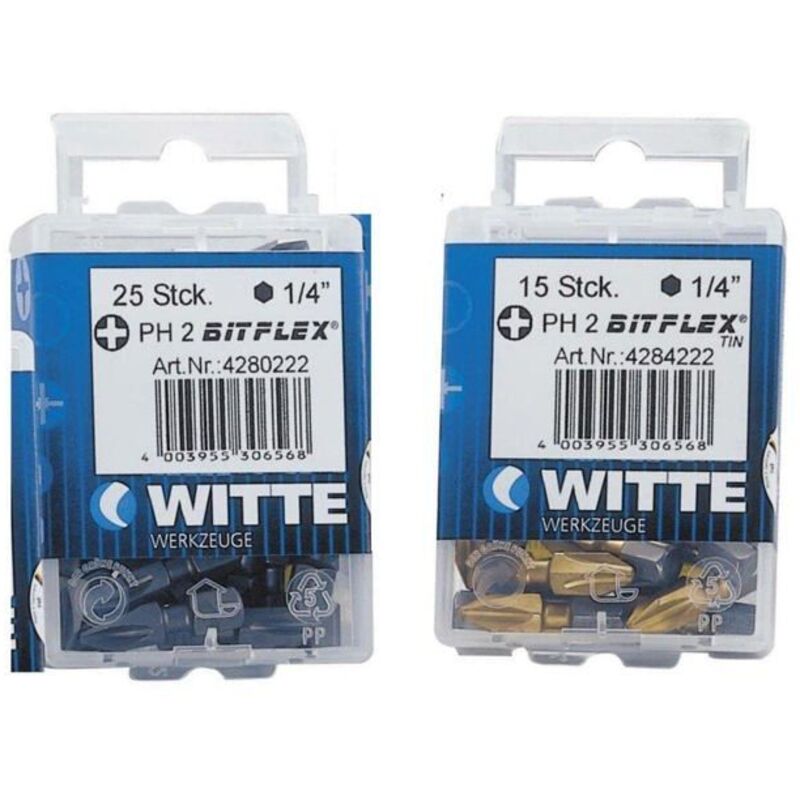 Screwdriver tips - WITTE - 4284229 - 25 mm - PH 2 - 5 units - TiN