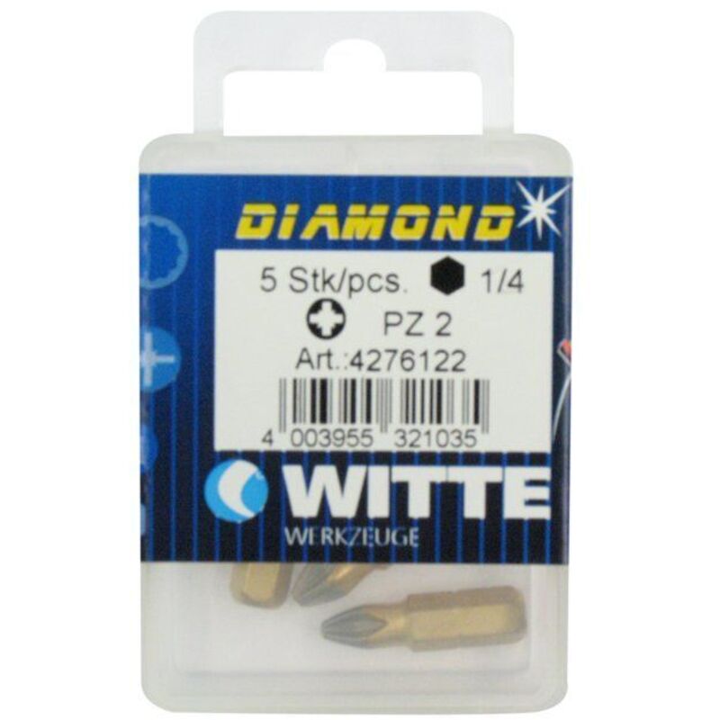 Screwdriver Bits - Witte - A1118111270W427612 - PZ 2 DIAMOND - 25 mm - 5 units
