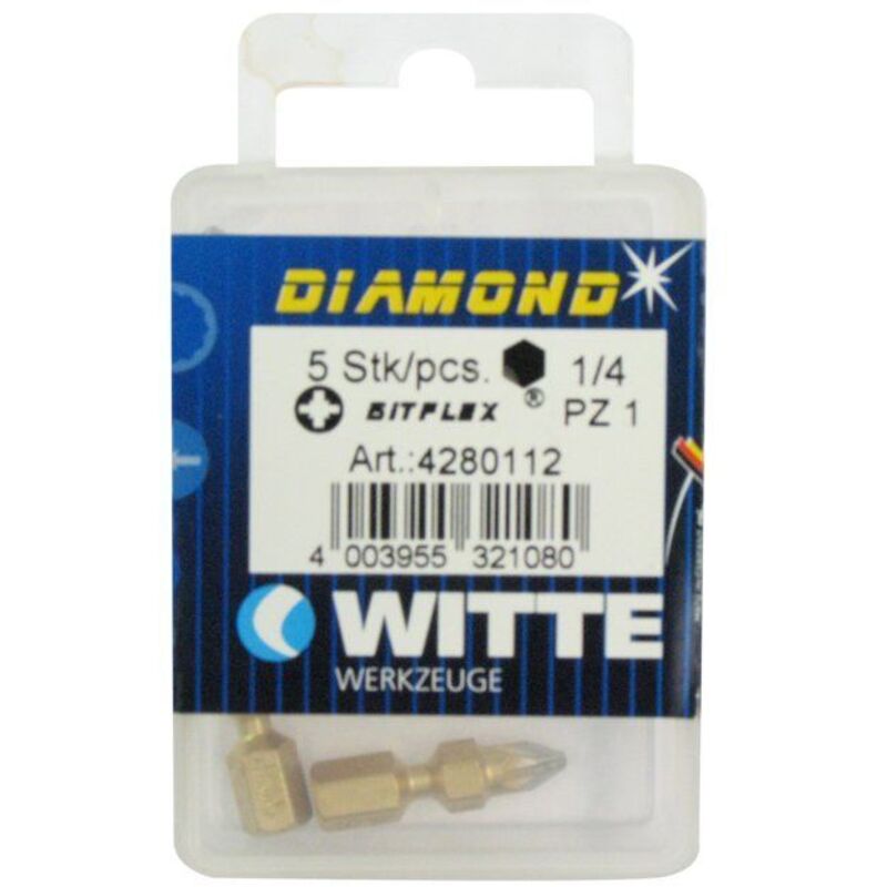 Screwdriver Bits - Witte - 428011 - PZ 1 Diamond Flex - 25 mm - 5 units