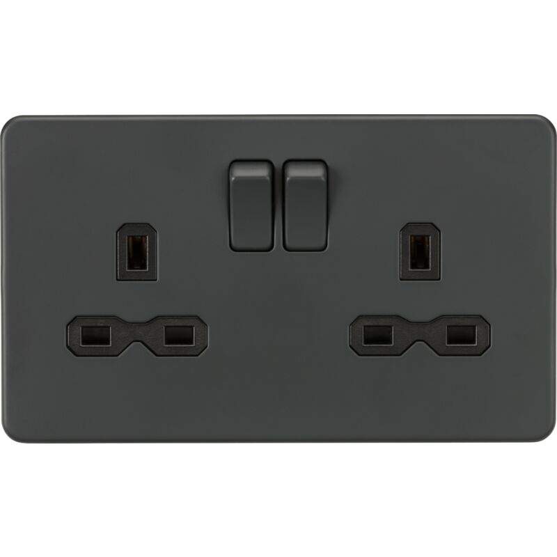 Knightsbridge - Screwless 13A 2G dp Switched Socket - Anthracite 230V IP20