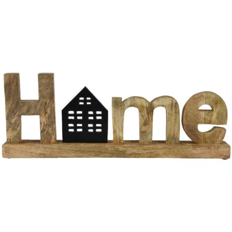 Scritta decorativa "Home" in legno decorazione natalizia da h 16.5 cm
