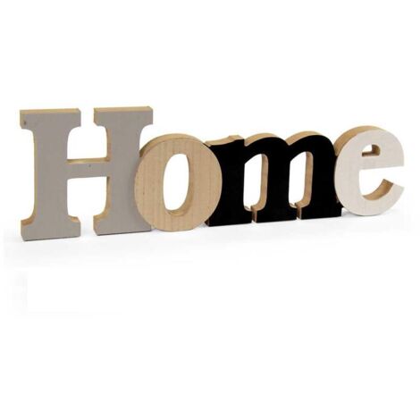 SCRITTA HOME DECORAZIONE IN LEGNO 42X11X2 CM DA TAVOLO CON COLORI VARI