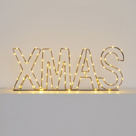 Scritta luminosa led olor rame, bianco caldo per decorazioni -Xmas in inglese