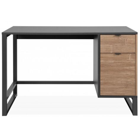 Scrivania 120x76H bamboo e grigio antracite con un’anta e un cassetto - Avellino
