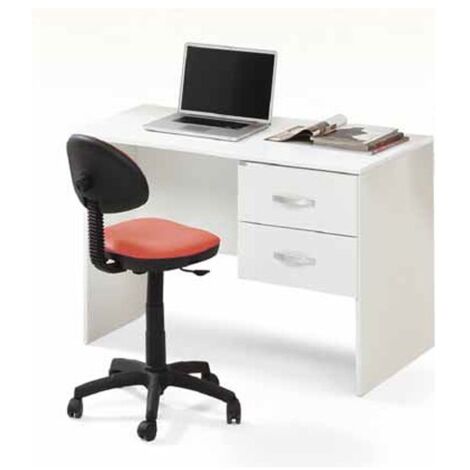 Scrivania 2 cassetti Bianco Frassinato in legno nobilitato H.75x119x64 cm