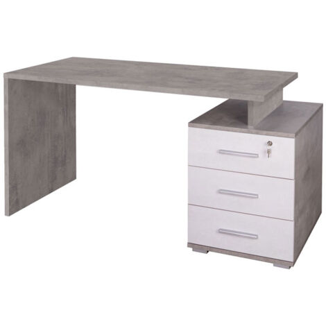 Scrivania 3 Cassetti 154L x 55P x h76 – Finitura Cemento e Bianco Opaco – Sarmog