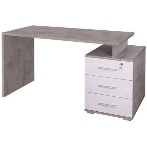 Scrivania 3 Cassetti 154L x 55P x h76 – Finitura Cemento e Bianco Opaco – Sarmog
