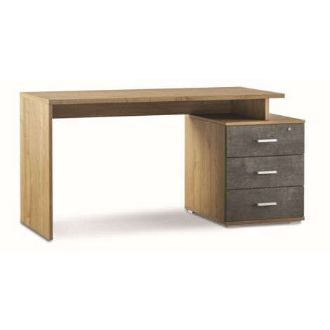 Scrivania 3 Cassetti 154L x 55P x h76 – Finitura Legno Noce e Nero Opaco – Sarmog