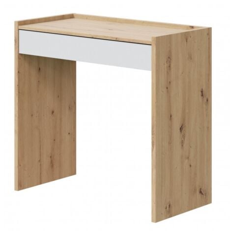 Scrivania 82x40x77 cm con 1 cassetto, rovere nordico bianco opaco – Gratteri