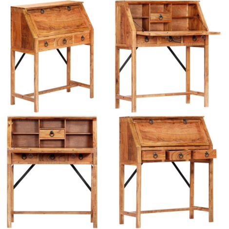 Scrivania 90x40x107cm in Legno Massello di Acacia - Scrivania vintage - Scrivania in acacia