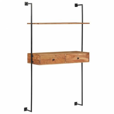 Scrivania a parete 90x40x170 cm in legno massello di acacia