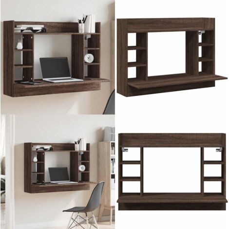 Scrivania a Parete Rovere Marrone 105x48x75cm Legno Multistrato - Scrivania multifunzionale - Legno multistrato