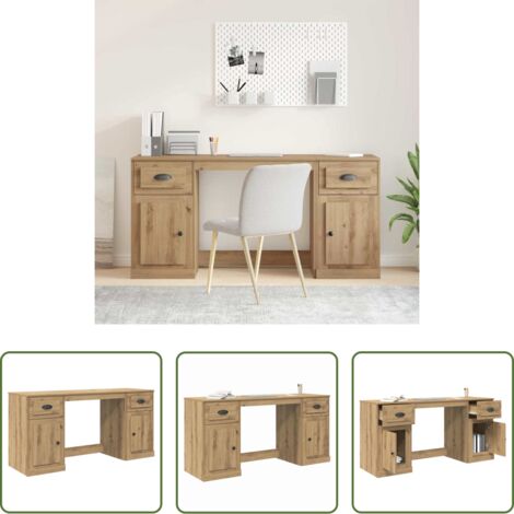 Scrivania a parete -  Scrivania con armadietto Rovere artigianale 154,5 x 50 x 75 cm
