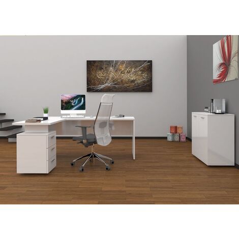 Scrivania ad angolo New Selina – 180x75x60 – Bianco Lucido