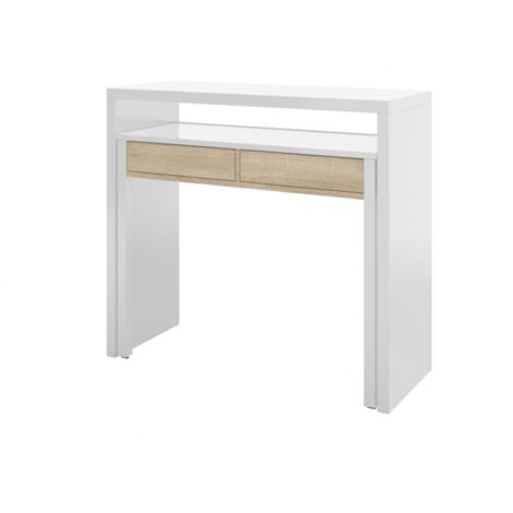 Scrivania allungabile 98,5x66x87,5h cm con 2 cassetti bianco artico e rovere canadese - Olten