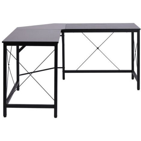 Scrivania angolare a L 150x150x76 cm con gambe regolabili individualmente, nero