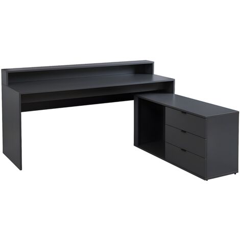 Scrivania angolare gaming con vani portaoggetti e LED in MDF Grigio - NEHA