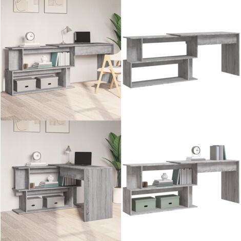 Scrivania Angolare Grigio Sonoma 200x50x76 cm Legno Multistrato - Scrivania da ufficio - Scrivania in legno