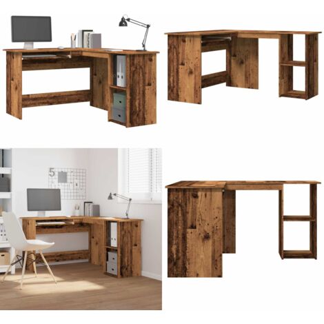 Scrivania Angolare Legno Antico 120x140x75 cm Legno Multistrato - Scrivania da ufficio - Scrivania in legno
