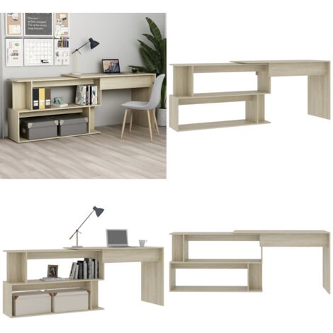 Scrivania Angolo Rovere Sonoma 200x50x76 cm Legno Multistrato - Scrivania rovere - Scrivania multistrato