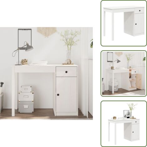 Scrivania autoportante - vidaXL Scrivania Bianca 100x50x75 cm in Legno Massello di Pino - Scrivania in pino