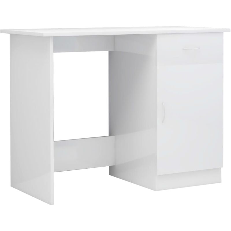 Scrivania Bianco Lucido 100x50x76 cm in Legno Multistrato Vidaxl Bianco