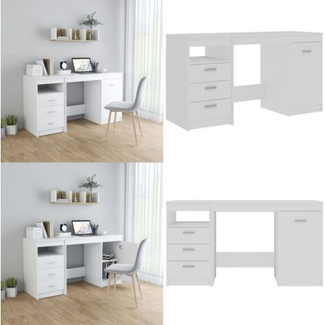 Scrivania Bianca 140x50x76 cm in Legno Multistrato - Scrivania da ufficio - Scrivania moderna