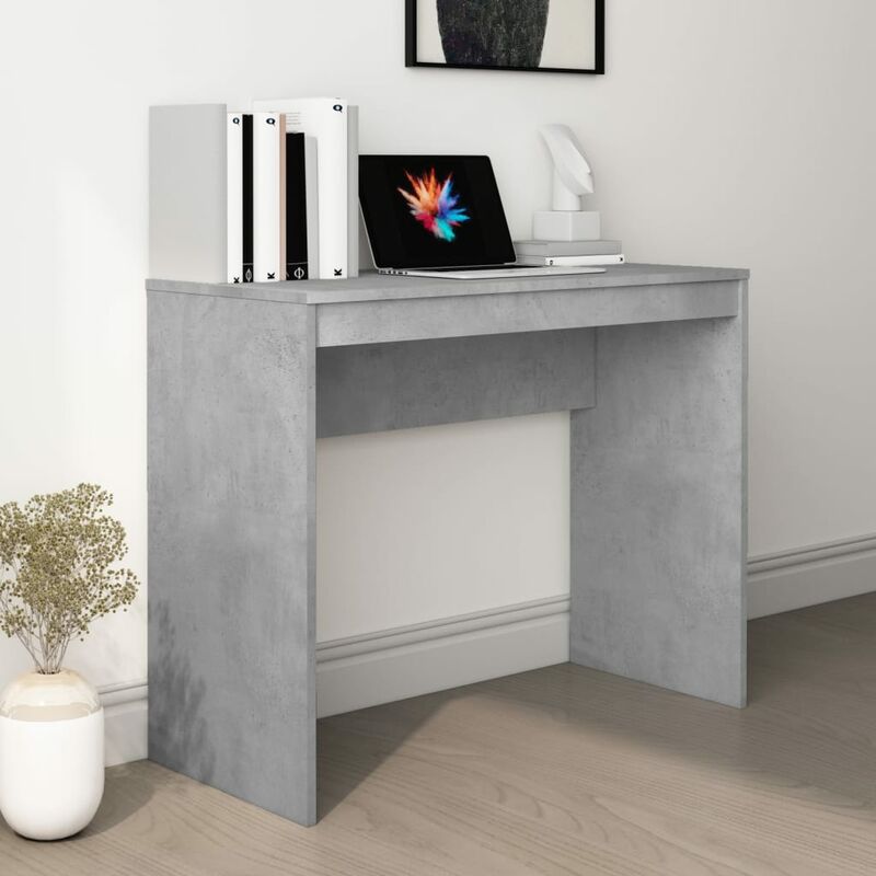 Scrivania da Studio, Tavolo Porta pc per Computer Grigio Cemento 90x40x72 cm in Legno Multistrato Vidaxl