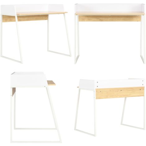 Scrivania Bianca e Rovere 90x60x88 cm - Scrivania angolare - Scrivania in legno