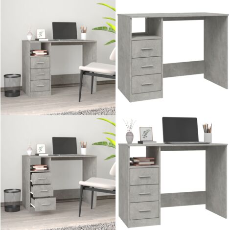 Scrivania Cassetti Grigio Cemento 102x50x76cm Legno Multistrato - Scrivania da ufficio - Scrivania moderna