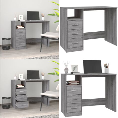 Scrivania Cassetti Grigio Sonoma 102x50x76 cm Legno Multistrato - Scrivania da ufficio - Scrivania in legno