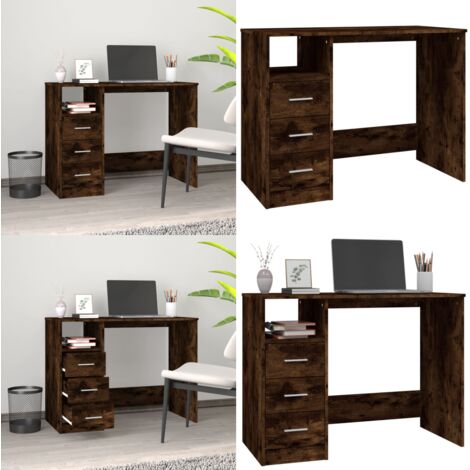 Scrivania Cassetti Rovere Fumo 102x50x76 cm Legno Multistrato - Scrivania in legno multistrato - Scrivania per ufficio