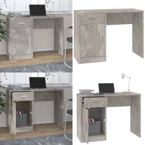 Scrivania Cassetto Grigio cemento 100x40x73cm Legno Multistrato - Cassetto - Armadietto
