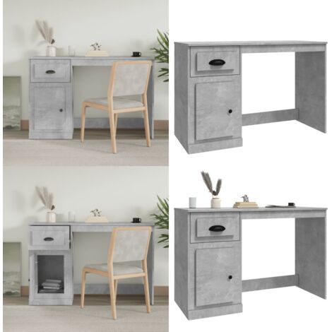 Scrivania Cassetto Grigio Cemento 115x50x75cm Legno Multistrato - Cassetto - Legno multistrato