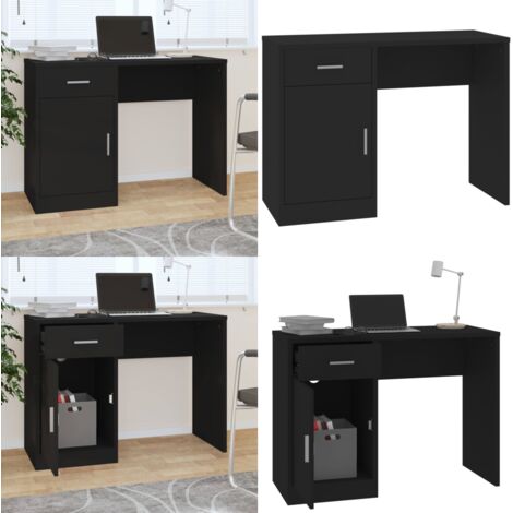 Scrivania Cassetto Nero 100x40x73cm Legno Multistrato - Cassetto - Armadietto