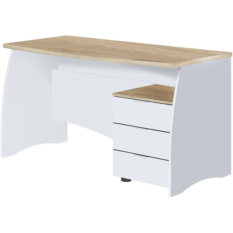 Scrivania Ufficio Estil In Rovere Bianco Artik Con Cassettiera