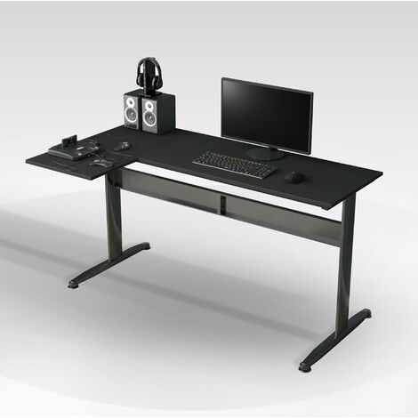 SCRIVANIA CM 140X48/80 H. 75 LAMINATO E METALLO NERO