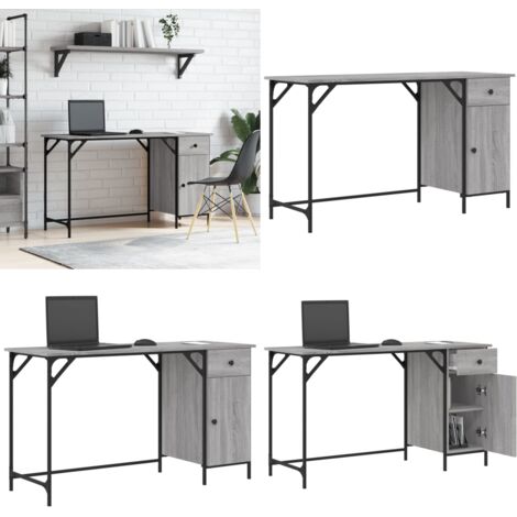Scrivania Computer Grigio Sonoma 131x48x75 cm Legno Multistrato - Scrivania computer - Scrivania in legno