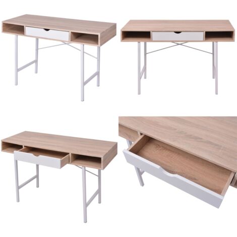 Scrivania con 1 Cassetto Rovere e Bianco - Scrivania in mdf - Scrivania rovere e bianco