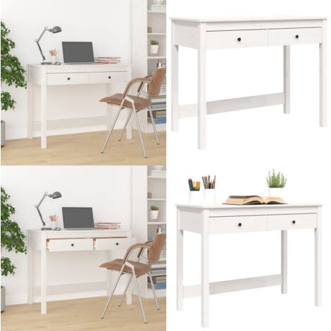 Scrivania con Cassetti Bianca 100x50x78 cm Legno Massello Pino - Scrivania da ufficio - Cassetti
