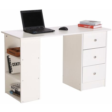 Scrivania con Cassetti e Ripiani Portaoggetti Bianco 120x49x72 cm