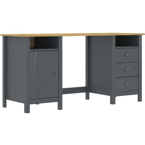 Scrivania con Cassetti e Scomparti in Legno Massello di Pino vari colori colore : Grigio