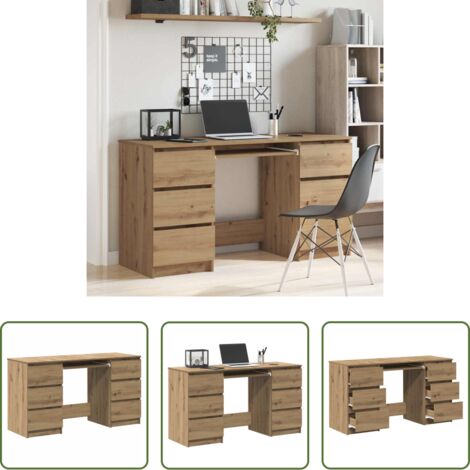 Scrivania con cassetti -  Scrivania Rovere Artigianale 140x50x77 cm in Legno Multistrato