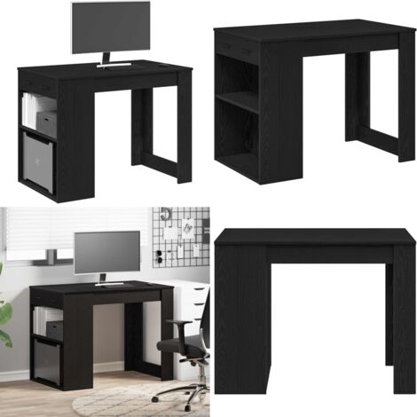 Scrivania con Cassetto e Ripiano Rovere nero Legno Multistrato - Scrivania in truciolato - Scrivania in legno multistrato