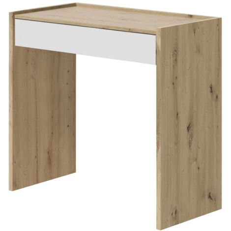 scrivania con cassetto legno e bianco 81,5x40x77 cm