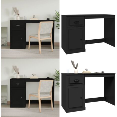 Scrivania con Cassetto Nera 115x50x75 cm in Legno Multistrato - Scrivania in legno - Scrivania con cassetto