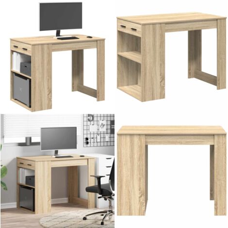 Scrivania con Cassetto Ripiano Rovere Sonoma Legno Multistrato - Scrivania in truciolato - Scrivania in legno multistrato