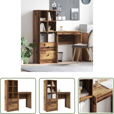 Scrivania con cassetto -  Scrivania con cassetto 2 pcs Legno vecchio