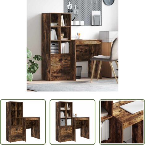 Scrivania con cassetto -  Scrivania con cassetto 2 pcs Rovere fumé