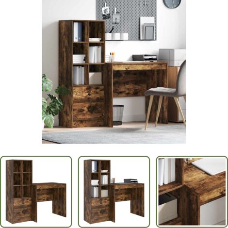 Scrivania con cassetto -  Scrivania con cassetto 2 pcs Rovere fumé
